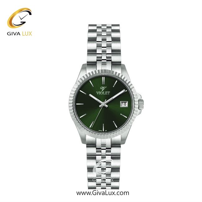 ساعت مچی اورجینال زنانه ویولت VIOLET نقره ای | نقره ای| سبز یشمی تیره| کد رفرنس 0558 | 0573